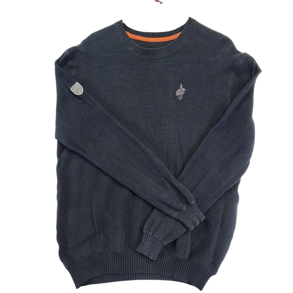 Salute Mens L Navy Blue Cleveland Cavaliers NBA Cotton Ribbed Knit Crew Sweater